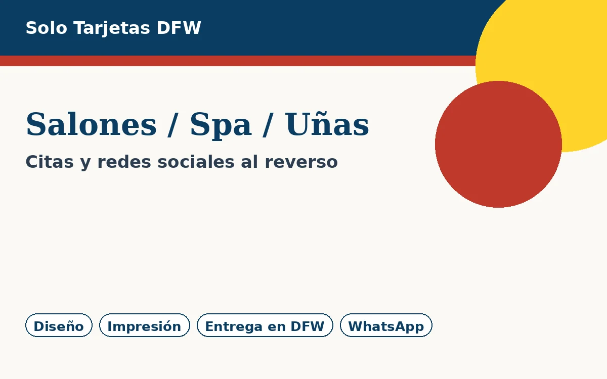 Ejemplo de tarjeta de presentación para Salones, Spa y Uñas